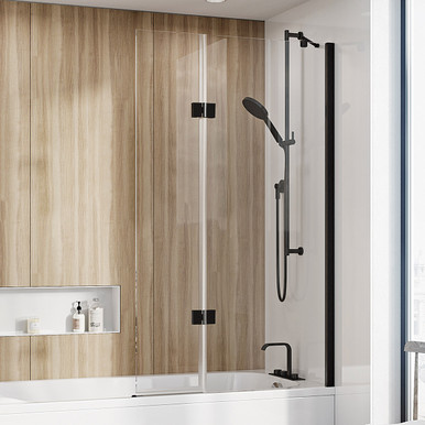 Outward Opening Bath Screen, Right Hand 910mm, black product image