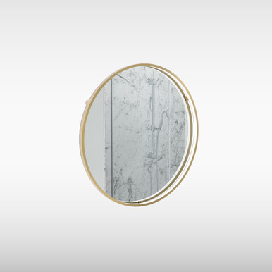 Aspect Floating Edge Round Mirror, Cool White, Demist, 600mm x 63mm, Brass product image
