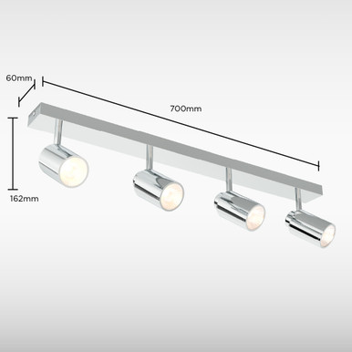 Tandy 4-Quadruple Spotlight Bathroom Ceiling Light, Chrome