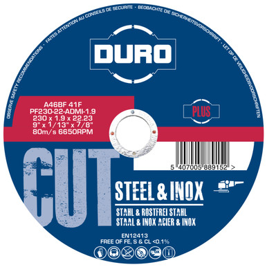 Duro 230 mm Cutting Disc For Steel and Inox product image