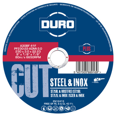 Duro 230mm Cutting Disc, For Steel and Inox product image