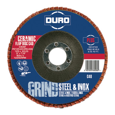 Duro Ceramic Flap Disc, 125mm x 22mm, 40g product image