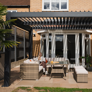 3m x 3m Aluminium Pergola Frame In Anthracite Grey With Built In Led Lighting product image
