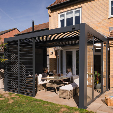3m x 4m Aluminium Pergola Frame In White With Built In Led Lighting product image
