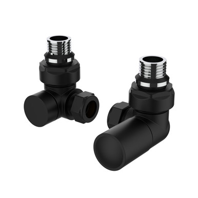 Distinct Modern Corner Radiator Valves, 1/2" x 15mm, Matt Black product image