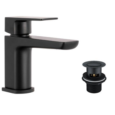 Distinct Medlock Mini Mono Basin Mixer with Push Waste, Matt Black product image