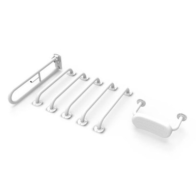 Back Rest And Grab Rail, Exposed Fixings, White product image