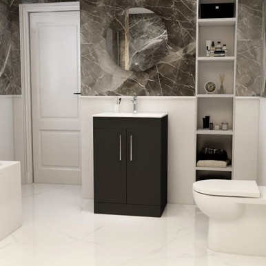 Distinct Vela 600mm Floor Standing 2 Drawer Basin Unit, Matt Black (Unit Only) product image