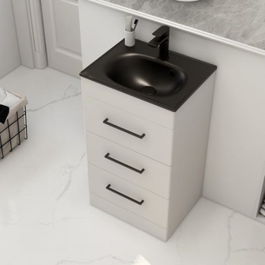 Distinct Vela 500mm Floor Standing 3 Drawer Basin Unit, Matt White (Unit Only) product image