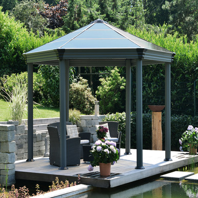 Roma Hexagonal Garden Gazebo, Grey product image