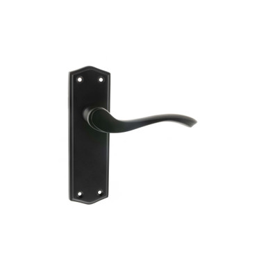 Old English Warwick Latch Lever Door Handle on Backplate, Matt Black product image