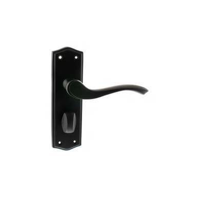 Old English Warwick Water Closet Lever Door Handle On Backplate, Matt Black product image