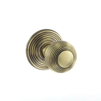 Oe Ripon Brass Reeded Beehive Mortice Door Knob, Antique Brass product image
