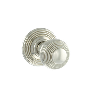 Oe Ripon Brass Reeded Beehive Mortice Door Knob, Polished Nickel product image
