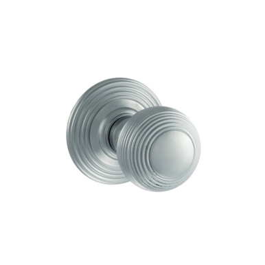 Old English Ripon Solid Brass Reeded Beehive Mortice Door Knob on Concealed Fix Rose, Satin Chrome product image