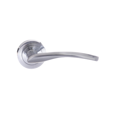 Status Arizona Lever Door Handle on Round Rose, Satin Chrome product image