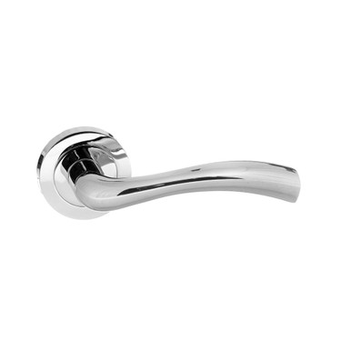 Status Texas Lever Door Handle On Round Rose, Polished Chrome product image