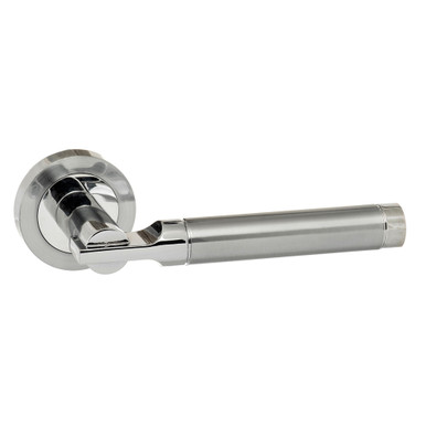 Status Dakota Lever Door Handle on Round Rose, Satin Chrome/Polished Chrome product image