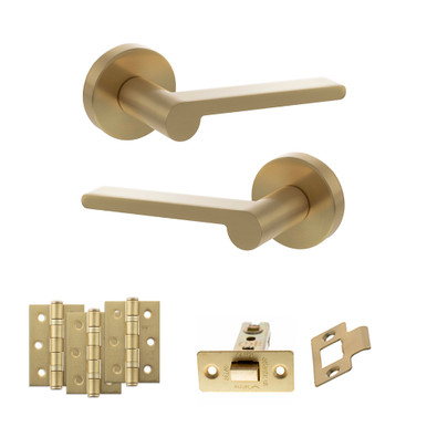 Darrio Door Handle Pack With 3-Inch Ce Latch And 3-Inch Fire Hinges X3, Sb product image