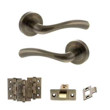 Texas Door Handle Pack With 3" Ce Latch And 3" Fire Hinges x 3, Ab product image