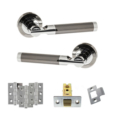 Dakota Door Handle Pack With 76mm Ce Latch And 76mm Fire Hinges X3, Bn/Pc product image
