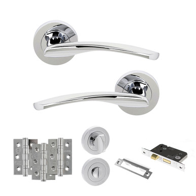 Arizona Door Handle Pack With 3-inch Ce Bath Lock And 3-inch Fire Hinges x 3 product image