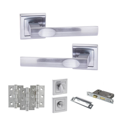 Kansas Door Handle Pack (3" Ce Bath Lock, 3" Fire Hinges x3), Sc product image