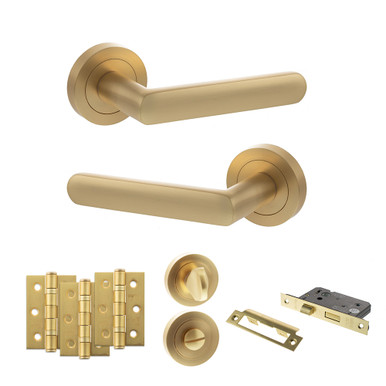 Carolina Door Handle Pack, 3" Ce Bath Lock, 3" Fire Hinges x3, Sb product image