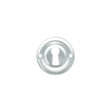 Old English Solid Brass Open Key Hole Escutcheons, Satin Chrome product image