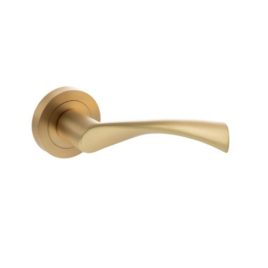Status Colorado Lever Door Handle On Round Rose, Satin Brass product image