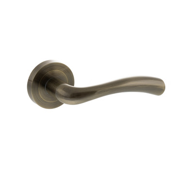 Status Texas Lever Door Handle On Round Rose, Antique Brass product image
