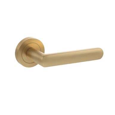 Status Carolina Lever Door Handle On Round Rose, Satin Brass product image