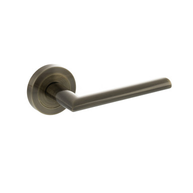 Status Alabama Lever Door Handle On Round Rose, Antique Brass product image