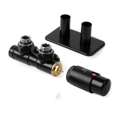 Twins Set Of Valves, With 50mm Connection Valves And 50mm Pipe Masking Set 185x90x60, Black Soft RAL 9005 product image