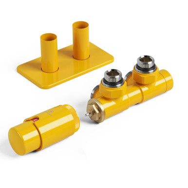 Twins Set Of Valves With 50mm Connection Valves And 50mm Pipe Masking Set 185x90x60 RAL 1004 (Mustard) product image