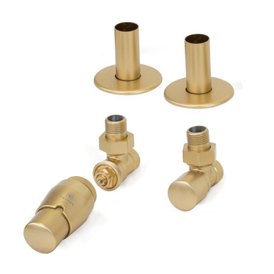 Royal Angled Trvs Valve And Lockshield With 50mm Pipe Masking Set 195x90x60 Brass product image