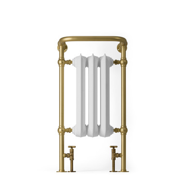 Chalky White Traditional Floor And Wall Mounted Waist Height Towel Rail 900x490x315 White Soft (Radiator) & Brass (Surround) product image