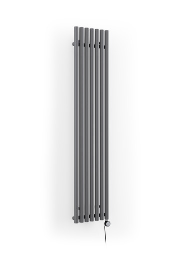 Matt Textured Grey Oil Filled Electric Radiator With Terma Moa Blue Heating Element, 40mm Cylindrical Chunky Bars 1800x370x96 Modern Grey product image