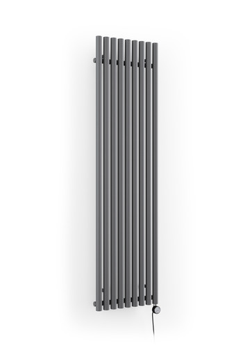 Matt Textured Grey Oil Filled Electric Radiator With Terma Moa Blue Heating Element, 40mm Cylindrical Chunky Bars 1800x480x96 Modern Grey product image