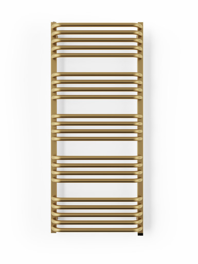 Metallic Smooth Textured Brass Oil Filled Electric Towel Rail With C Shaped Bars 1140x500x132 Brass product image