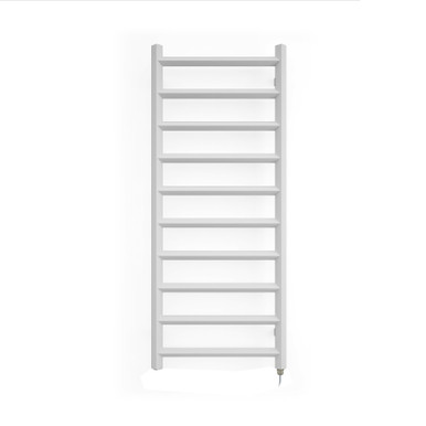 Matt White, Oil Filled Electric Towel Rail With Diamond Shaped Bars And Terma Sim Element 1200x500x83 RAL 9016 Soft White product image