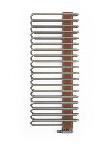 Michelle Heated Towel Rail, Smooth Gloss Grey Bars With A Rear Copper Masking 1200x500x126 Nickel Gloss (Bars) / Copper (Masking) product image