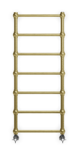 Smooth Texture Heated Towel Rail With Period Style Ball Joints 1170x504x102 Brushed Brass product image