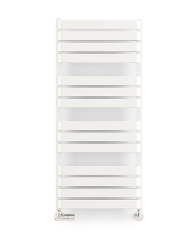 Smooth Super Matt White Heated Towel With Double Layered Towel Rail 1110x500x112 Soft 9016 (Matt White) product image