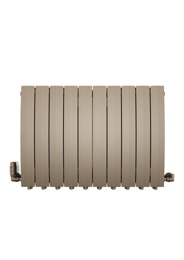 Rough Textured, Sand Brown, Matt, Cast Aluminium Radiator With Flat Curved Bars 590x800x100 Quartz Mocha product image
