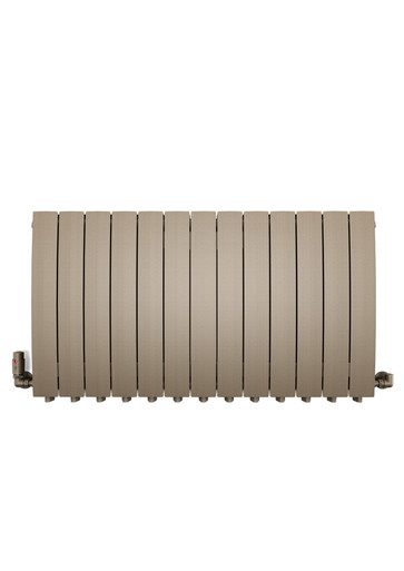 Rough Textured, Sand Brown, Matt, Cast Aluminium Radiator With Flat Curved Bars 590x1040x100 Quartz Mocha product image