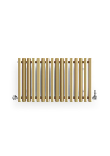 Smooth Brass Designer Radiator With 40mm Diameter Vertically Aligned Bars 500x865x96 Brass product image