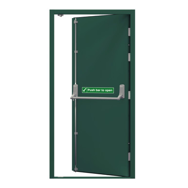 Security Fire Exit Door Single, 990mm x 2095mm, Right Hand, External Open, Juniper Green product image