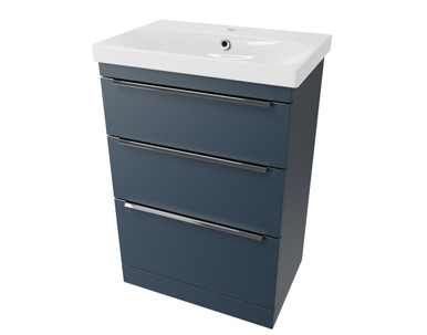 Distinct Cranborne 600mm Three Drawer Basin Unit, Dark Blue (Unit Only) product image