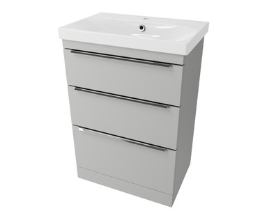 Distinct Cranborne Freestanding Basin Unit, 3 Drawers, 600mm, Light Grey (Unit Only) product image